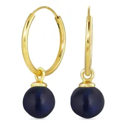 18 mm synthetisch blauwe saffier creool in verguld zilver