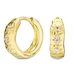 zirkoon creool in verguld messing - Eliné