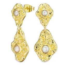 parel oorbellen in verguld messing - Eliné