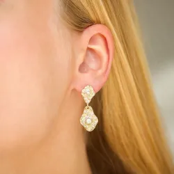 parel oorbellen in verguld messing - Eliné