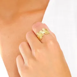 bloem ring in verguld messing - Eliné