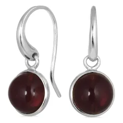 rond rode kristal oorbellen in verzilverd messing - Loom Stones