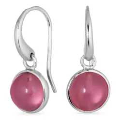 rond pink kristal oorbellen in verzilverd messing - Eliné