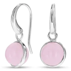 rond roze kristal oorbellen in verzilverd messing - Loom Stones