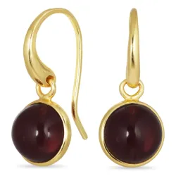 rond rode kristal oorbellen in verguld messing - Loom Stones