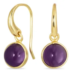rond paarse kristal oorbellen in verguld messing - Loom Stones