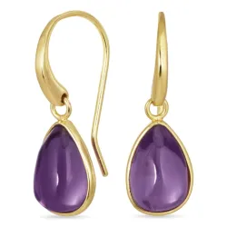 druppel paarse kristal oorbellen in verguld messing - Loom Stones