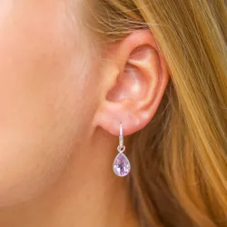 druppel paarse amethist oorbellen in verzilverd messing - Loom Stones