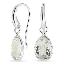 druppel lichtgroene kristal oorbellen in verzilverd messing - Loom Stones