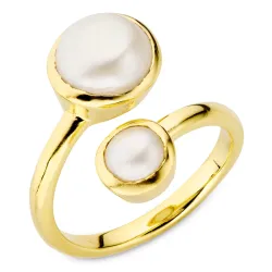 parel ring in verguld messing - Eliné