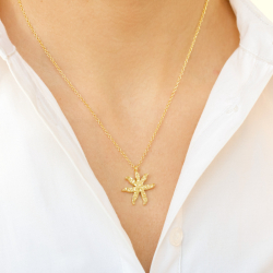 bloem ketting in verguld messing - Eliné