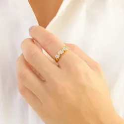 zirkoon ring in verguld messing - Eliné