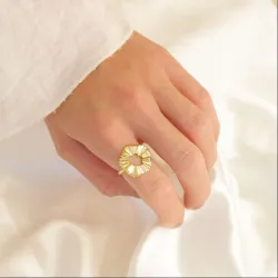 bloem ring in verguld messing - Eliné