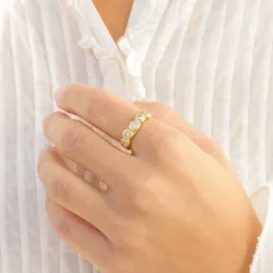 zirkoon ring in verguld messing - Eliné