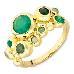 groen ring in verguld messing - Bubbly Twist