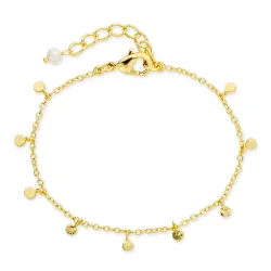 witte parel armband in verguld messing - Eliné