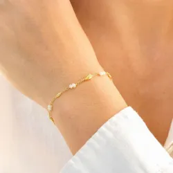 parel armband in verguld messing - Eliné