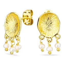 parel oorbellen in verguld messing - Eliné