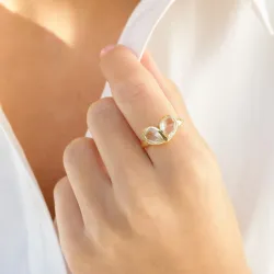 heldere kwarts ring in verguld messing - Loom Stones