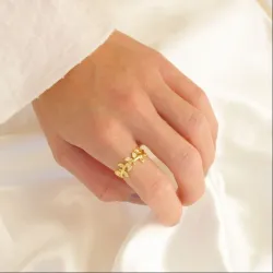 blad ring in verguld messing - Eliné