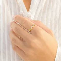 zirkoon ring in verguld messing - Bubbly Sparkle