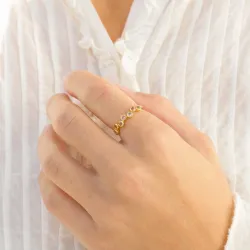 pink kristal ring in verguld messing - Bubbly Twist