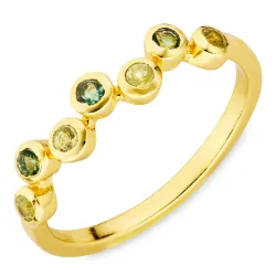 groen kristal ring in verguld messing - Bubbly Twist