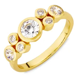 zirkoon ring in verguld messing - Bubbly Sparkle