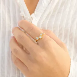 zirkoon ring in verguld messing - Bubbly Sparkle