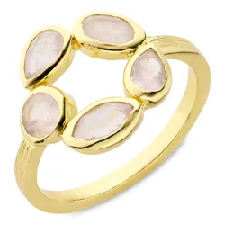 pink jadesteen ring in verguld messing - Eliné
