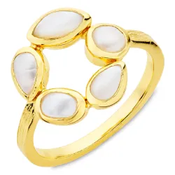 parel ring in verguld messing - Eliné