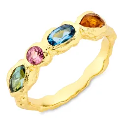 veelkleurig kristal ring in verguld messing - Eliné