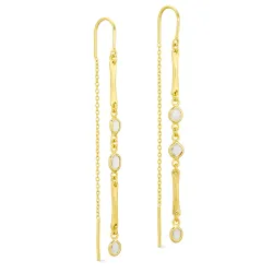 lange ketting oorbellen in verguld messing - Eliné