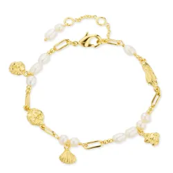 parel armband in verguld messing - Eliné