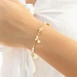 parel armband in verguld messing - Eliné