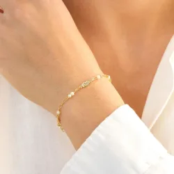 parel armband in verguld messing - Eliné