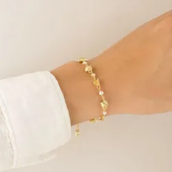 parel armband in verguld messing - Eliné