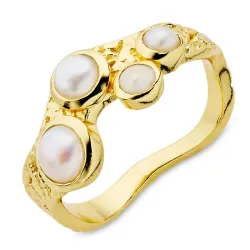 parel ring in verguld messing - Eliné