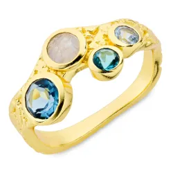 blauwe topaas ring in verguld messing - Eliné