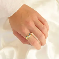 blauwe topaas ring in verguld messing - Eliné