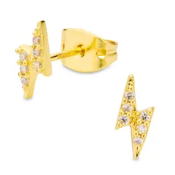 bliksem oorbellen in verguld messing - Eliné