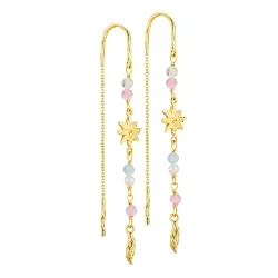 lange ster ketting oorbellen in verguld messing - Eliné