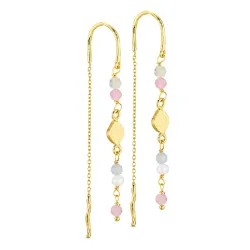 lange ketting oorbellen in verguld messing - Eliné