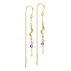 lange ketting oorbellen in verguld messing - Eliné