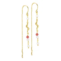 lange ketting oorbellen in verguld messing - Eliné