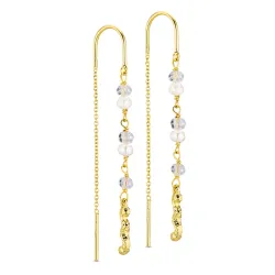 lange ketting oorbellen in verguld messing - Eliné