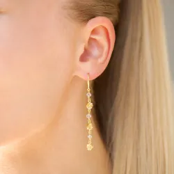 lange heldere kwarts ketting oorbellen in verguld messing - Eliné