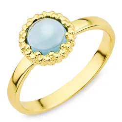 donkerblauw kristal ring in verguld messing - Eliné