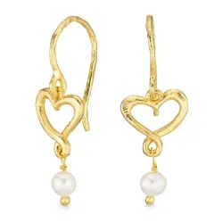 hart oorbellen in verguld messing - Eliné