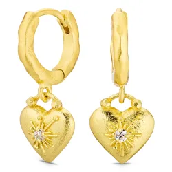 hart zirkoon creool in verguld messing - Eliné